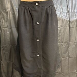 Talbots Black Midi Skirt W/ Rhinestone Buttons